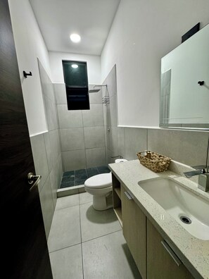 Secador de pelo, toallas, jabón, shampoo