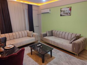 ラグジュアリー アパートメント シティビュー | リビング エリア | 70 インチのプラズマテレビ (衛星放送視聴可)