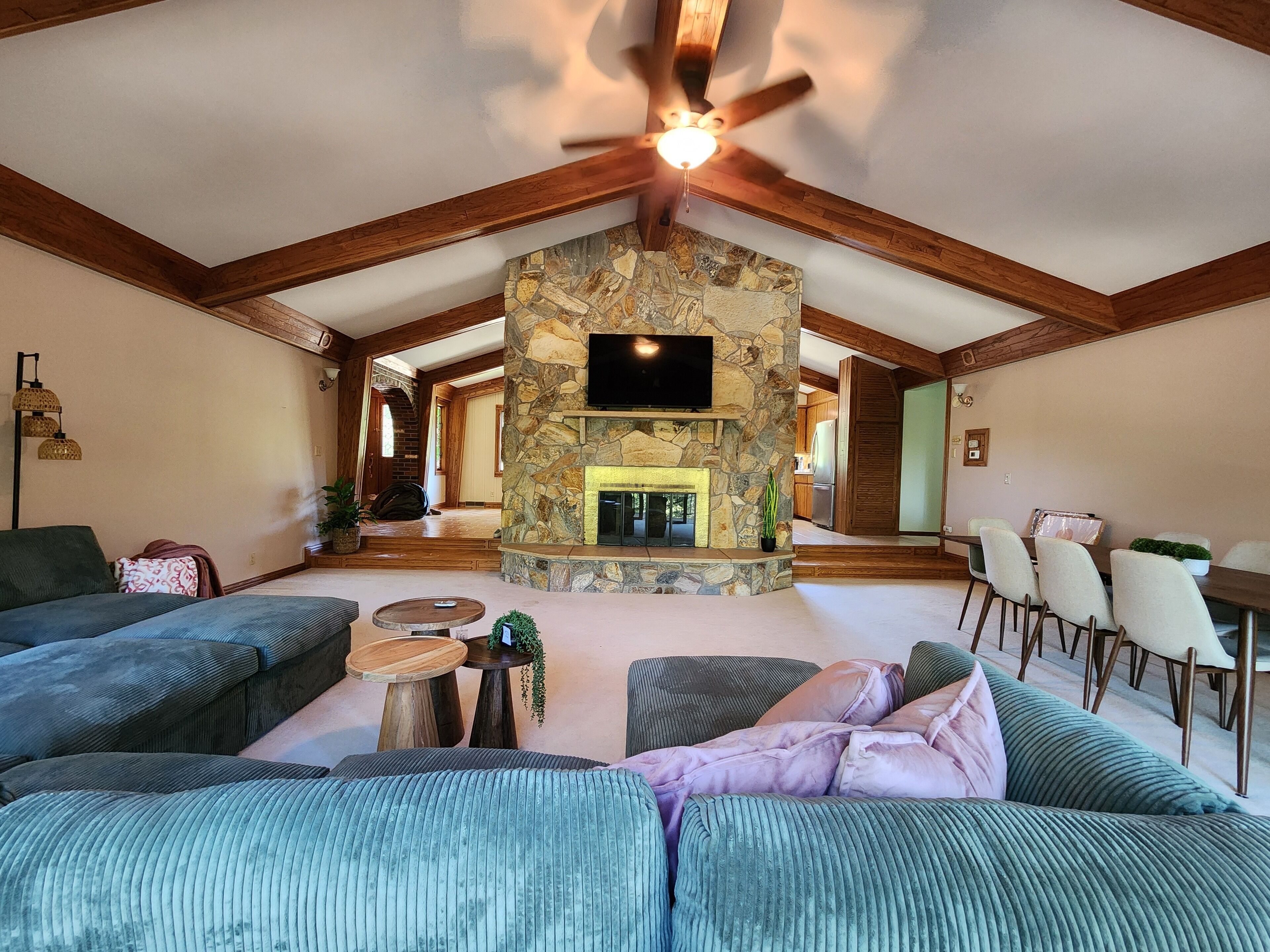 Smart TV, fireplace, video games