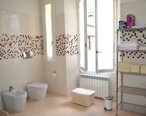 Dusche, Haartrockner, Bidet, Handtücher