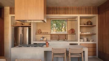 Fridge, oven, dishwasher, coffee/tea maker