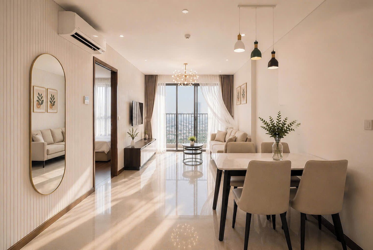 Appartement Supérieur, 2 chambres, cuisine, vue ville | Coin séjour