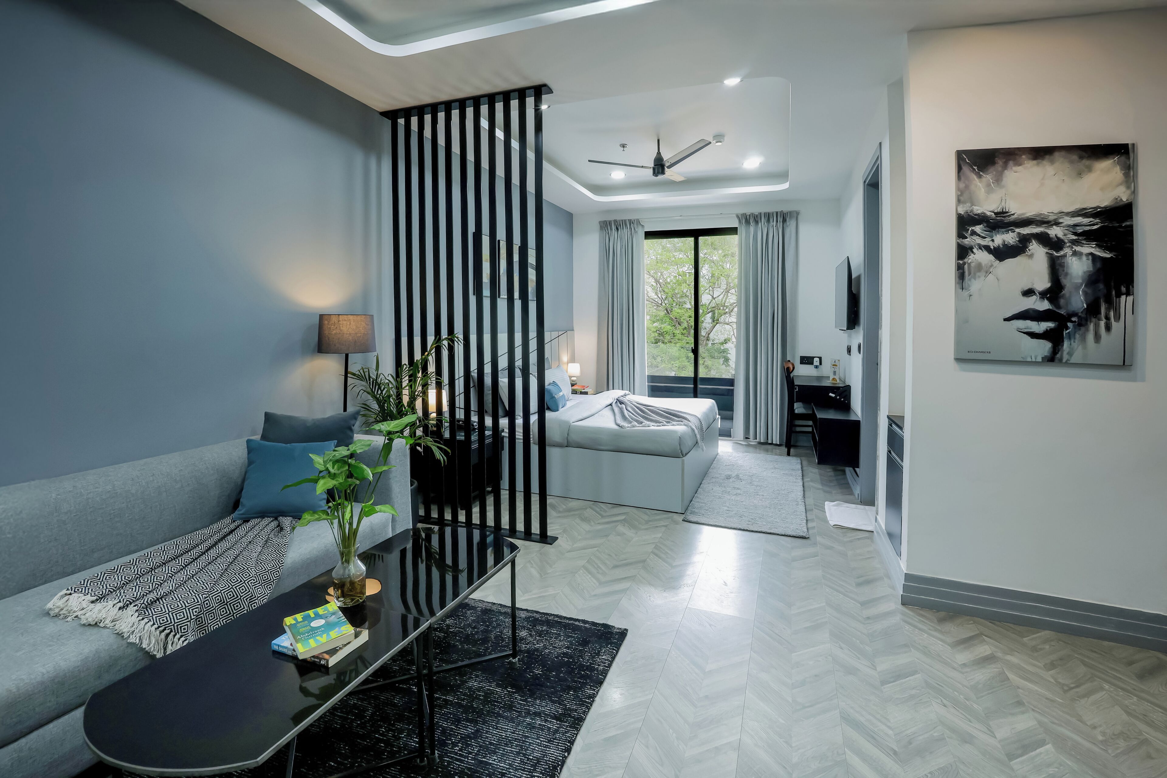 Studio, Balcony, City View | Living area