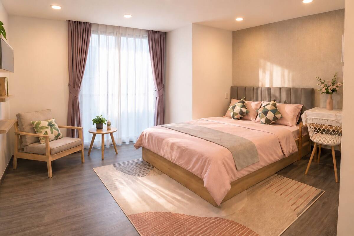 Superior-Studio, 1 Queen-Bett, Küche, Stadtblick | Minibar, Schreibtisch, laptopgeeigneter Arbeitsplatz