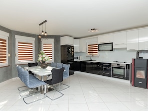 Microwave, oven, dishwasher, high chair