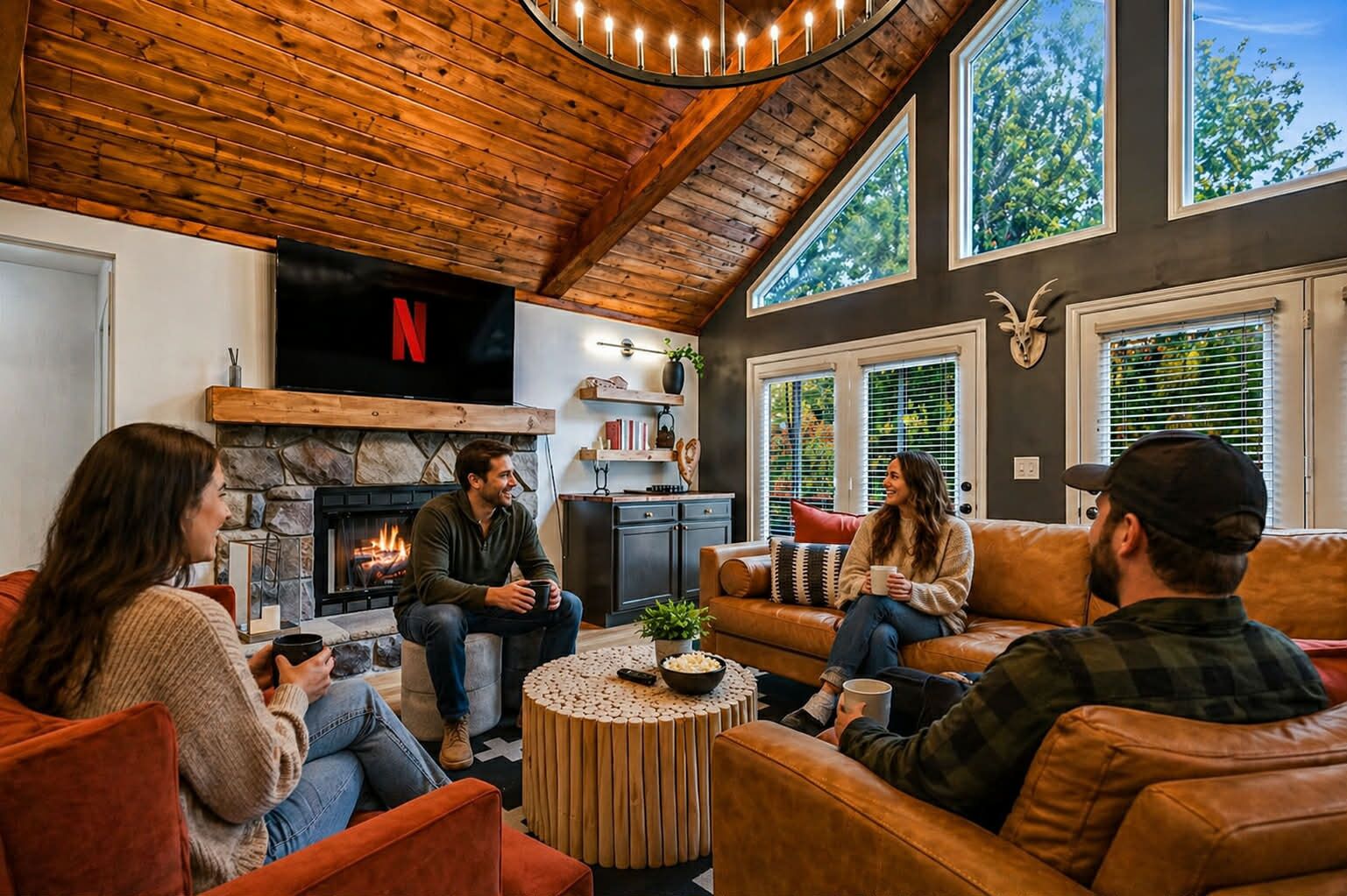 Smart TV, fireplace