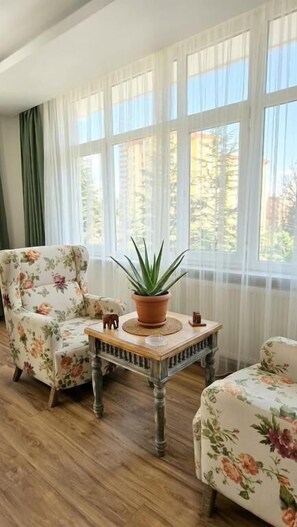 Appartement Luxe, 3 chambres, vue ville | Coin séjour