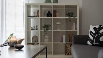 Exclusive Apartment, Balcony | Living area | 42-inch Smart TV with satellite channels, Netflix, streaming services