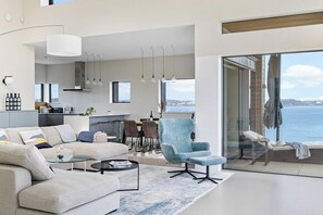 TV, fireplace, books - Coastal Luxury & stunning sea views over Torbay (Paignton)