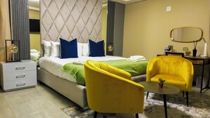 Desk, laptop workspace, blackout curtains, iron/ironing board - Mercy boutique hotel (Thulamela)