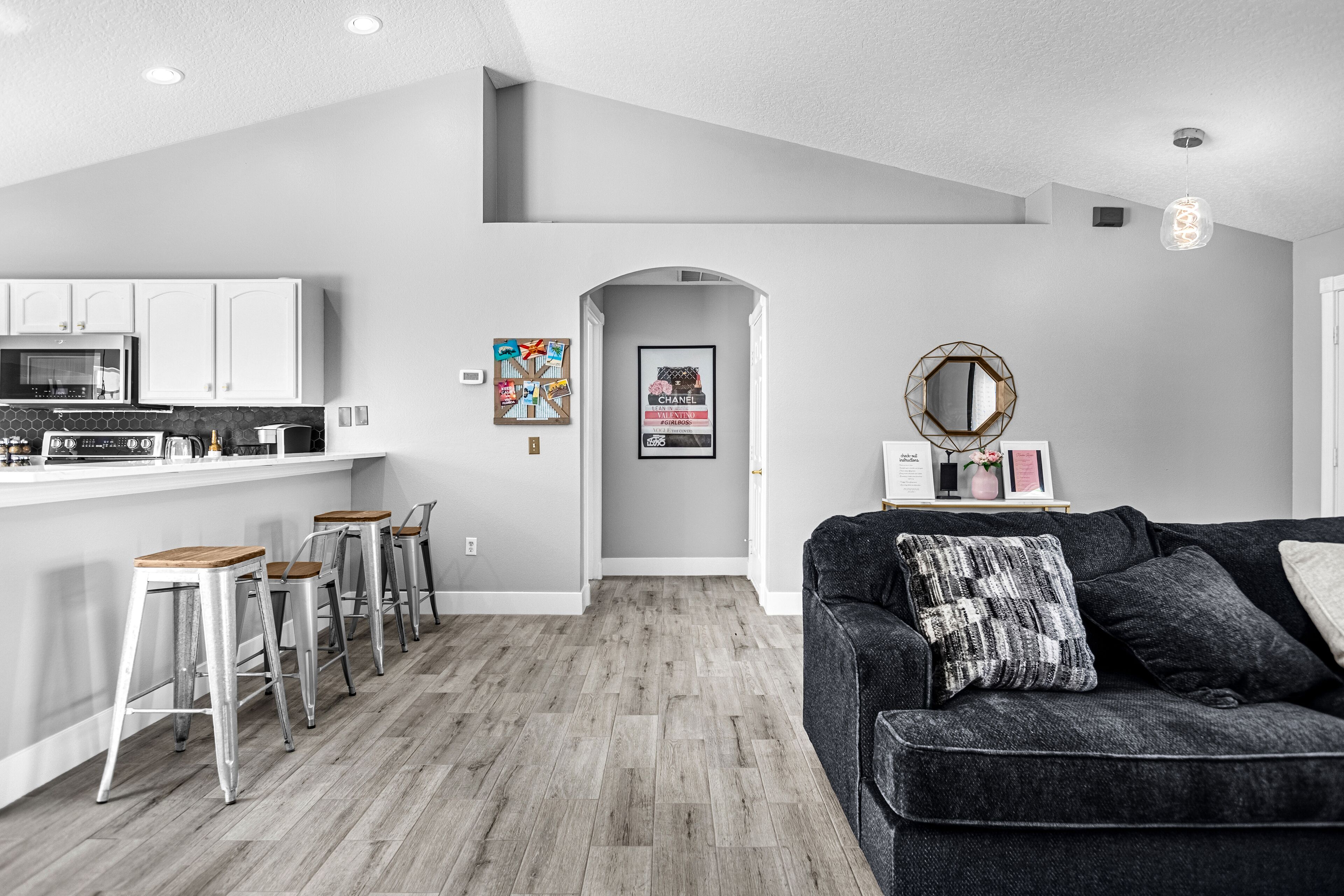 Smart TV, fireplace, video games, foosball