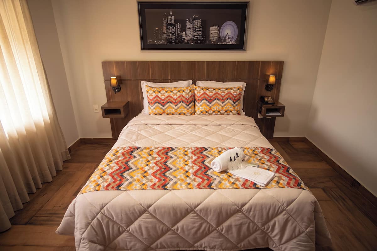 Deluxe Double Room, 1 Queen Bed, City View | 1 bedroom, in-room safe, blackout drapes, free WiFi
