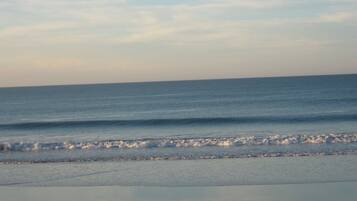 On the beach, sun-loungers, beach towels