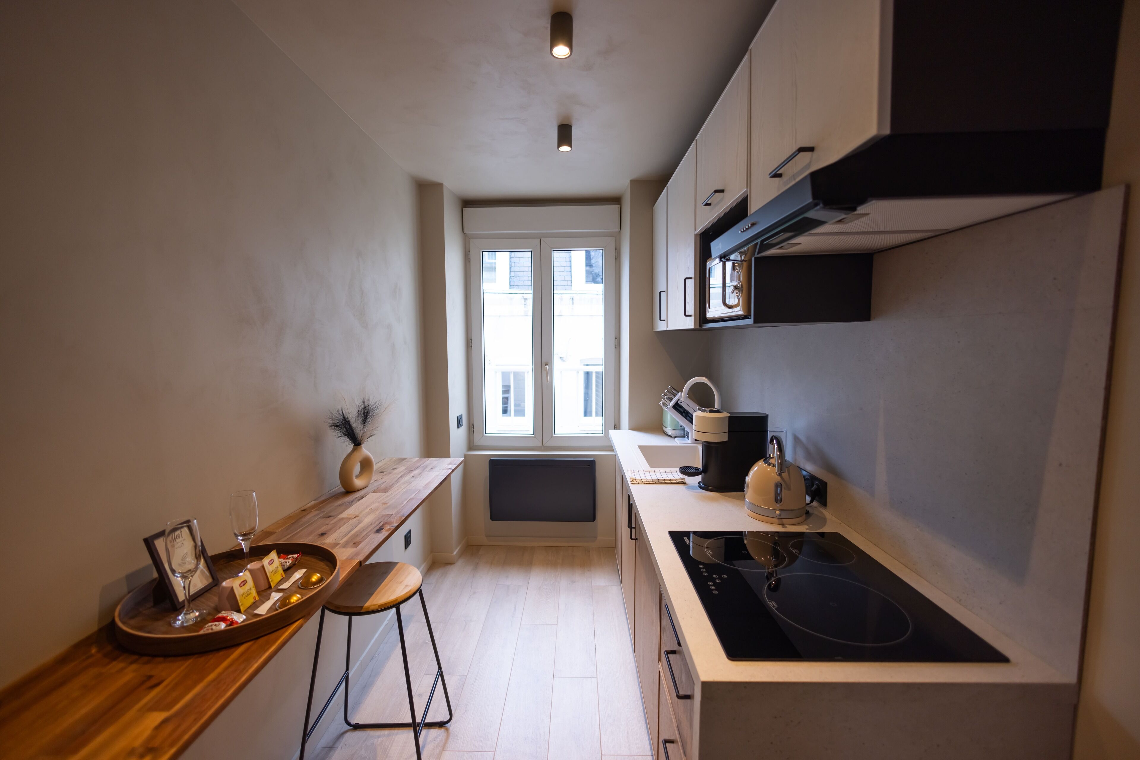 Kjøleskap, kokeplater, oppvaskmaskin og kaffetrakter/tekoker