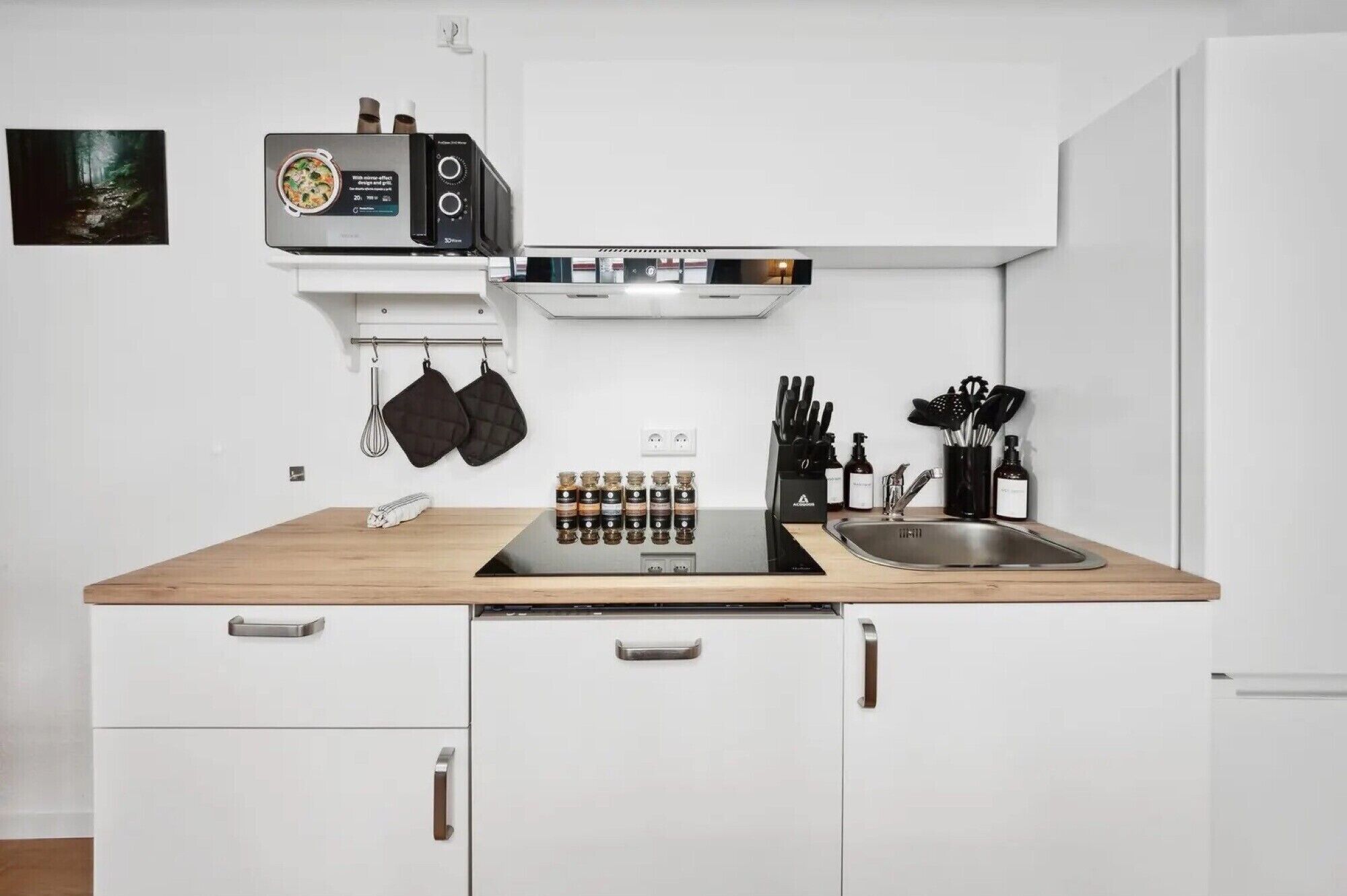 Kühlschrank, Mikrowelle, Herdplatte, Geschirrspüler