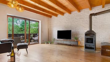 Fernseher, Kamin, Tischtennisplatte