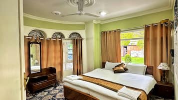 Premium bedding, memory foam beds, desk, laptop workspace