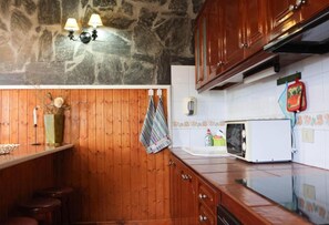 Fridge, microwave, oven, coffee/tea maker