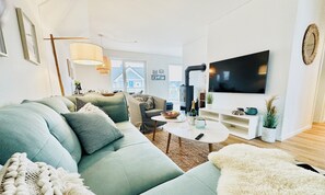 TV, fireplace - Surfbude - infrared sauna, fireplace, washing machine, balcony, private parking, 3 TVs (Olpenitz)