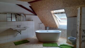 Hair dryer, towels, toilet paper