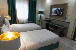 In-room safe, desk, laptop workspace, blackout drapes