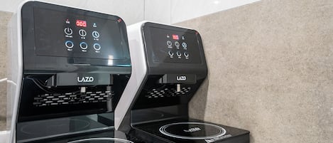 Two LAZO induction cooktops with digital controls and a sleek design.