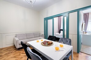 Deluxe Apartment, Balcony, City View | Living area - HIGHLINE DOWNTOWN Residences (Bucharest)