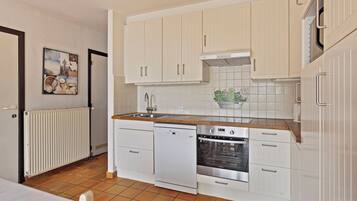 Fridge, oven, stovetop, coffee/tea maker