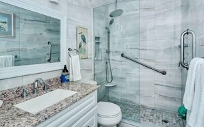 Shower, hair dryer - Prestine 1 Bed 1 Bath at Siesta Key Beach with Gulf Views Steps to Beach (Siesta Key)