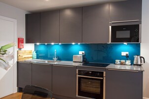 Deluxe Apartment | Private kitchen | Mini-fridge, microwave, oven, stovetop