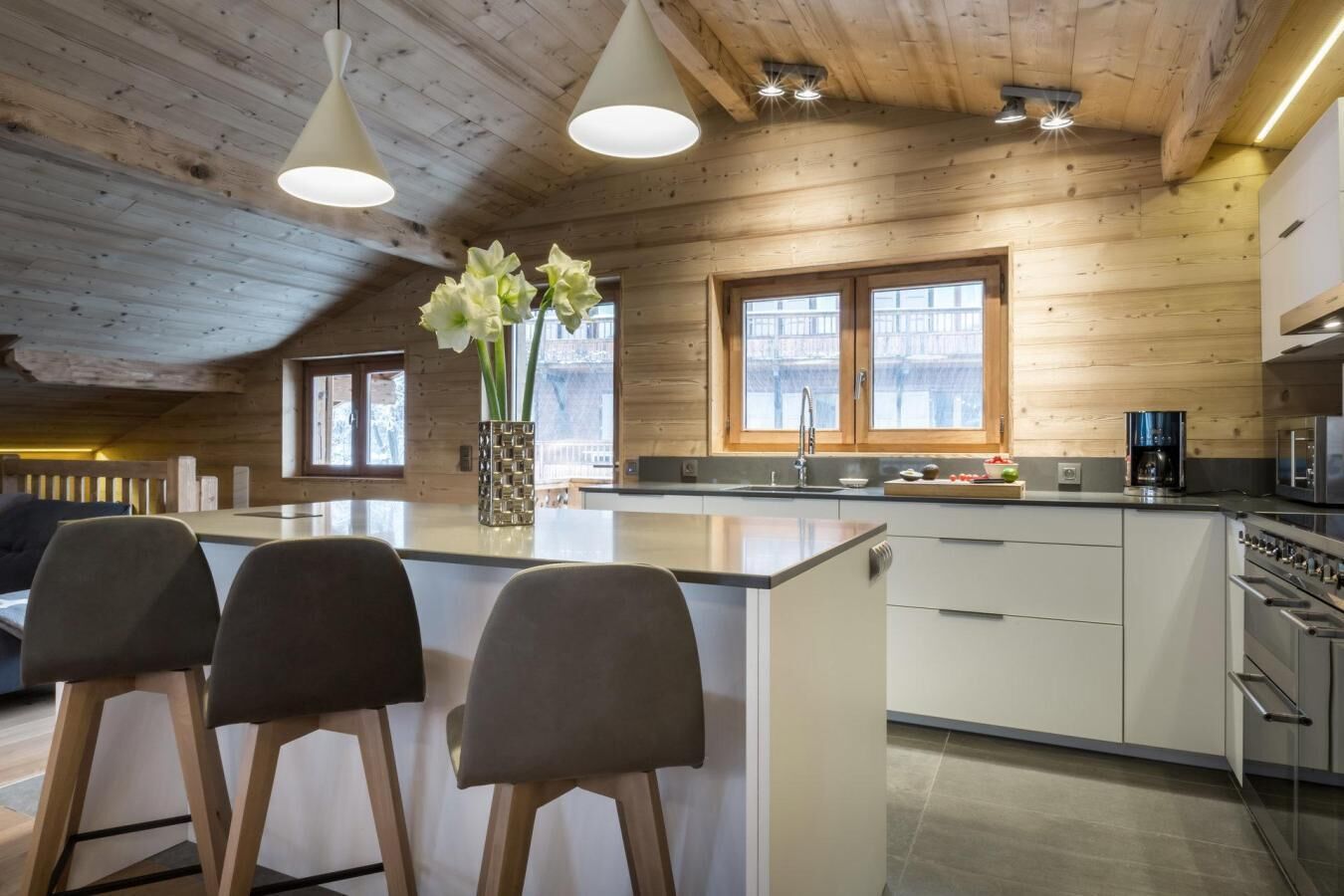 Fridge, oven, dishwasher, coffee/tea maker