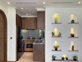 Superior Suite, Balcony, Garden View | Private kitchen | Full-size fridge, microwave, stovetop, rice cooker