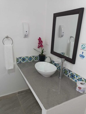 シャワー、タオル、石鹸、シャンプー