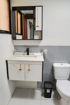 ヘアドライヤー、タオル、石鹸、トイレットペーパー