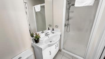 Towels, soap, shampoo, toilet paper