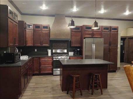Fridge, microwave, oven, stovetop. The Bunkhouse, charming 2-bedroom farmhouse