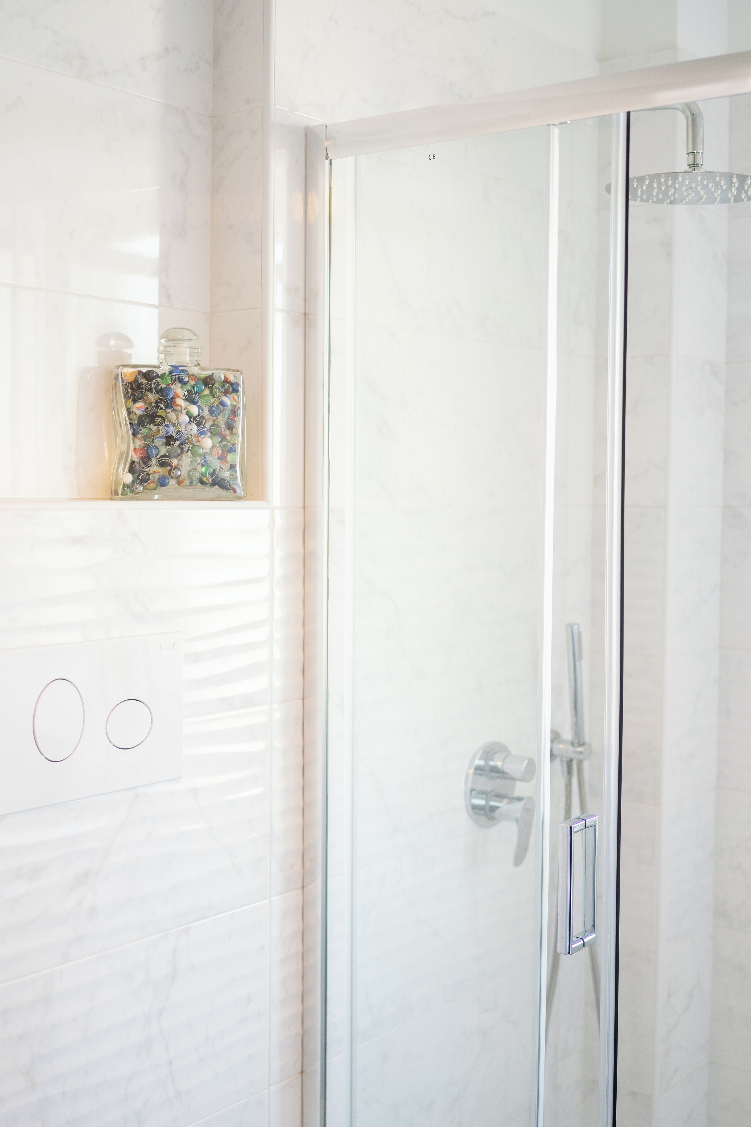 Hair dryer, bidet, towels, soap