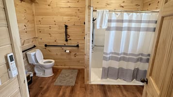 Shower, towels, toilet paper