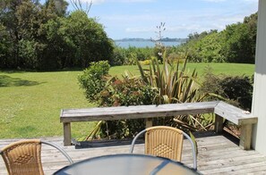 Outdoor dining - Private Island Eco Retreat complete with resident Kiwi (Kerikeri)