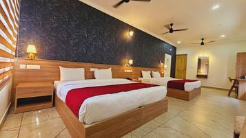 Quadruple Room, Garden View | Desk, laptop workspace, soundproofing, iron/ironing board