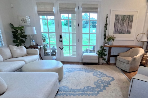 Smart TV, chimenea, libros, estéreo