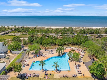 Outdoor pool, a heated pool. Private Family Friendly Luxury Home with Golf Cart, Beach Gear, and Heated Pool