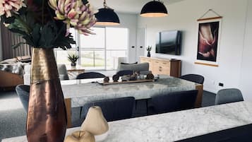 Luxury Villa, Sea View | Living area | Flat-screen TV