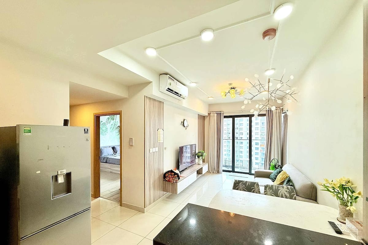 Superior-Apartment, 2 Schlafzimmer, Küche, Stadtblick | Wohnbereich