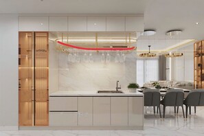 Deluxe Apartment, 2 Bedrooms, Kitchen, City View | Living area | 35-inch TV with cable channels - Century Diamond Alnata Plus - Tan Phu (Ho Chi Minh City)