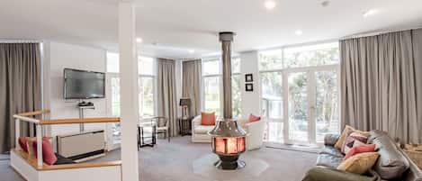TV, fireplace