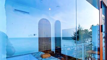 Deluxe Double Room, Sea View | Desk, iron/ironing board, free WiFi, bed sheets