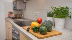 Fridge, microwave, oven, stovetop - Vacation homes Ilsestein semi-detached house, 100 sqm, 3 bedrooms (Ilsenburg)