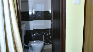 Shower, soap, toilet paper