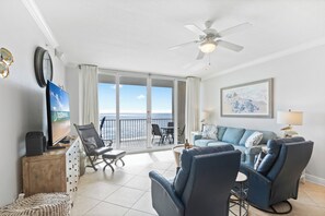 Signature Condo, 3 Bedrooms, Non Smoking, Beach View | Living room | 60-inch Smart TV with cable channels - San Carlos 705 (Gulf Shores)